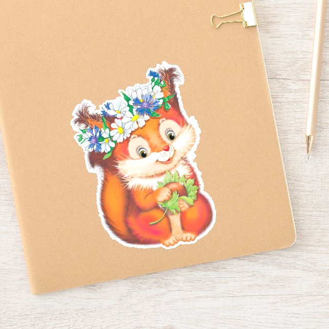 orange cute squirrel sticker (Notebook)