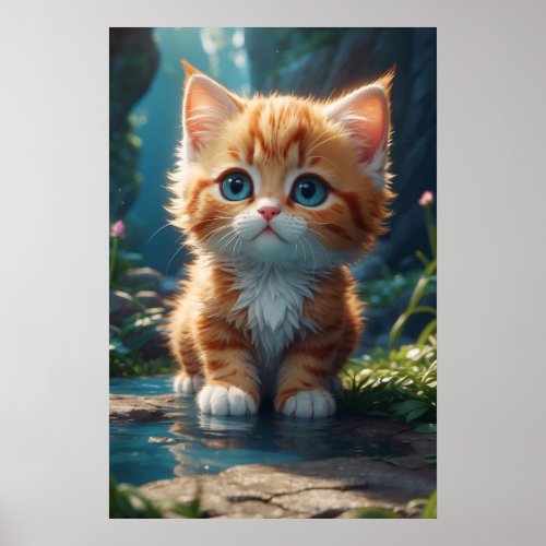  Orange Cute Sweet AP68 23 Kitten Tabby Poster