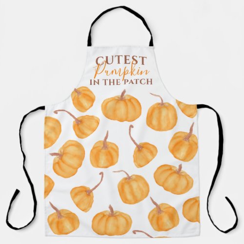 Orange cutest pumpkins pattern watercolor quote apron