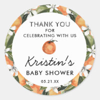 Orange Cutie Baby Shower Thank You Favor Classic Round Sticker