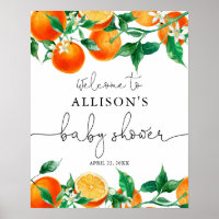 Orange cutie citrus baby shower welcome sign