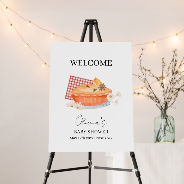 Orange Cutie Pie Fall Baby Shower Welcome Sign (In Situ (Stand))