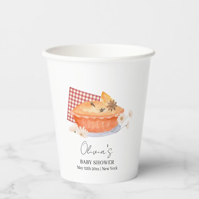Orange Cutie Pie Flower Fall Baby Shower  Paper Cups (Front)