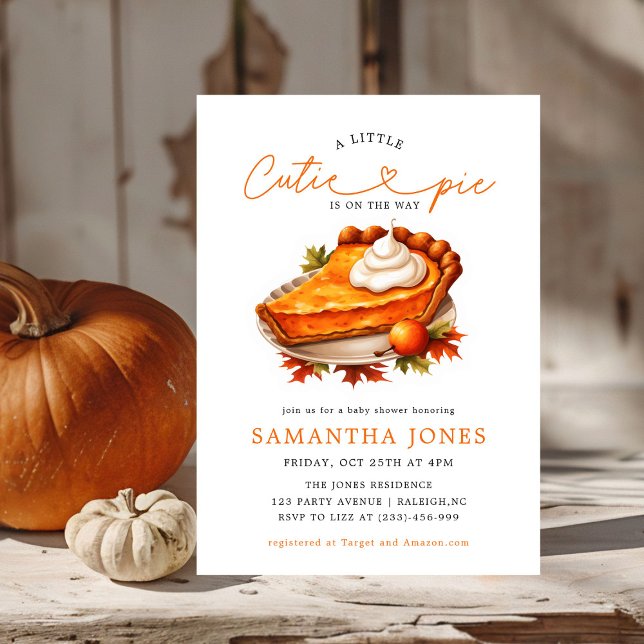 Orange Cutie Pie Pumpkin Fall Baby Shower  (Creator Uploaded)