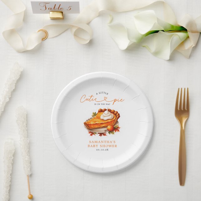 Orange Cutie Pie Pumpkin Fall Baby Shower  Paper Plates (Wedding)