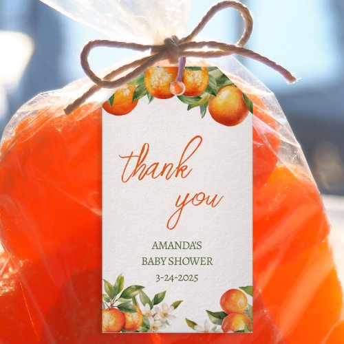 Orange Cutie Thank You Shower Gift Tags