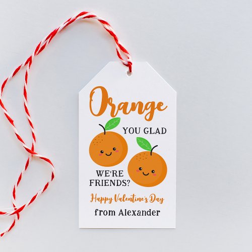 Orange Cuties Classroom Valentines Day Gift Tags