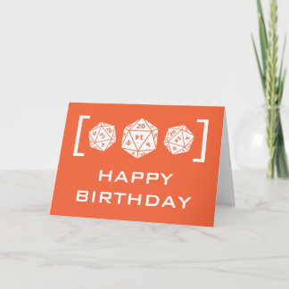 Orange D20 Dice Gamer Birthday Card