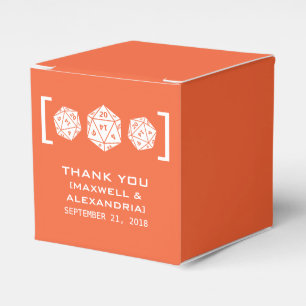 Orange D20 Dice Gamer Favor Boxes