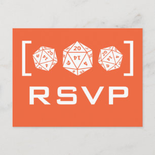 Orange D20 Dice Gamer RSVP Postcard