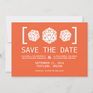 Orange D20 Dice Gamer Save the Date Invite