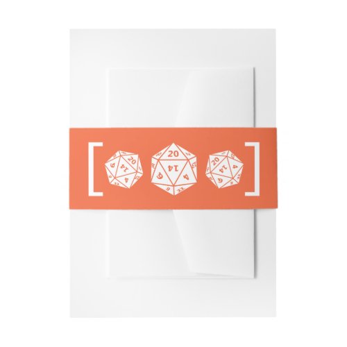 Orange D20 Dice Gamer Wedding Belly Bands Invitation Belly Band