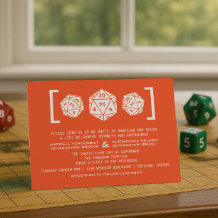 Orange D20 Dice Gamer Wedding Invitation