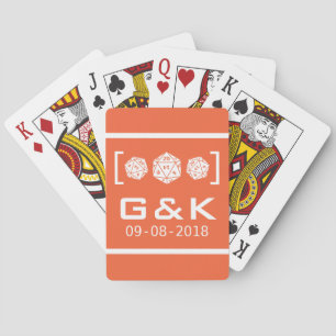 Orange D20 Dice Gamer Wedding Playing Cards