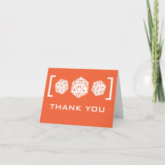 Orange D20 Dice Gamer Wedding Thank You Card