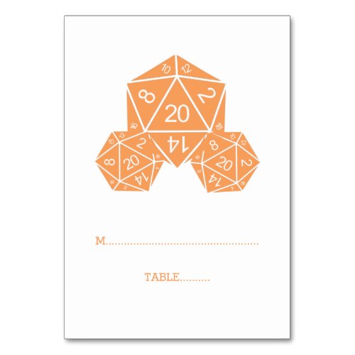 Orange D20 Dice Place Card