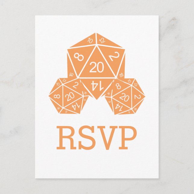 Orange D20 Dice Response Postcard (Front)