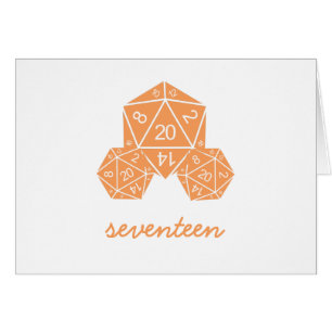 Orange D20 Dice Table Number Card