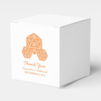 Orange D20 Dice Wedding Favor Boxes