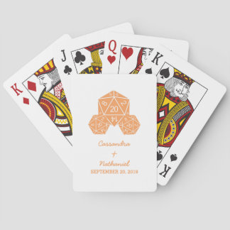 Orange D20 Dice Wedding Playing Cards