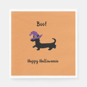 Orange Dachshund Halloween Paper Napkins
