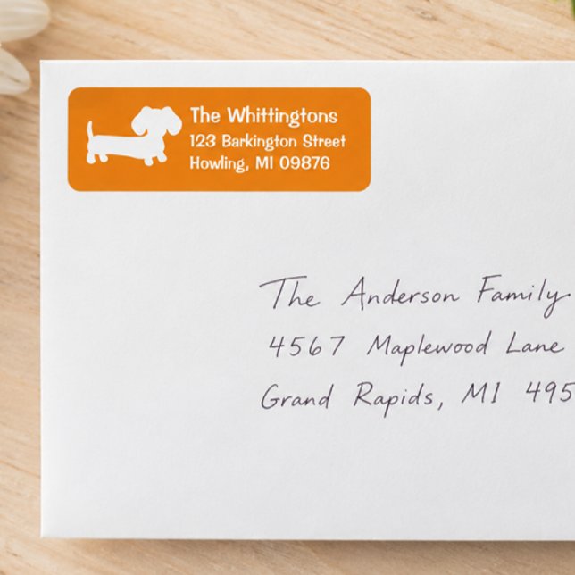 Orange Dachshund Return Address Labels  (Orange Dachshund Return Address Labels)