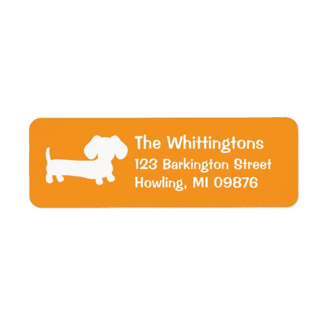 Orange Dachshund Return Address Labels  (Front)