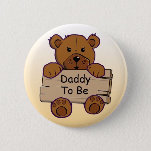 Orange Daddy To Be Teddy Bear Baby Shower Button