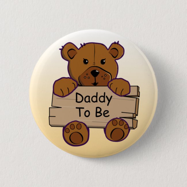 Orange Daddy To Be Teddy Bear Baby Shower Button