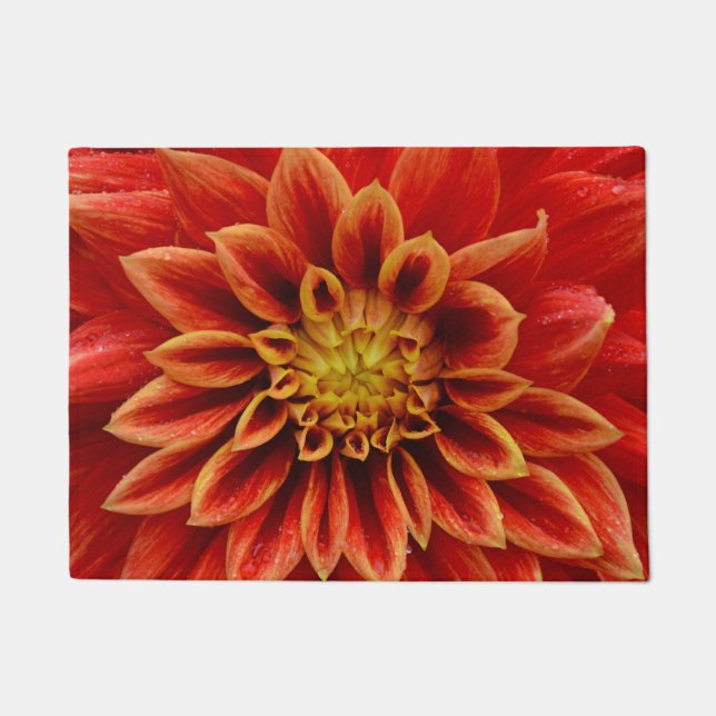 Orange dahlia beauty doormat (Front)