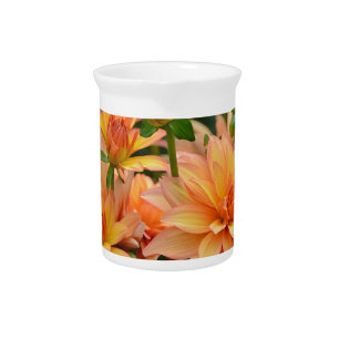 Orange dahlia flower garden drink pitcher