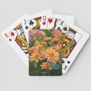 Orange dahlia flower garden poker cards