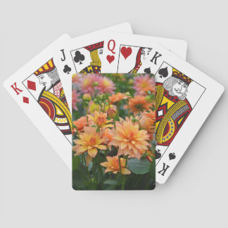 Orange dahlia flower garden poker cards