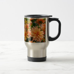 Orange dahlia flower garden travel mug