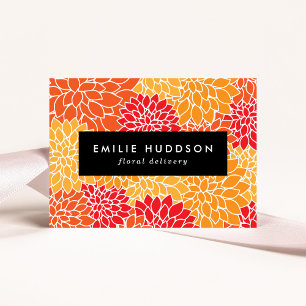 Orange Dahlia Flowers, Floristry, Flower Shop Business Card