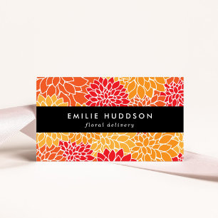Orange Dahlia Flowers, Floristry, Flower Shop Business Card