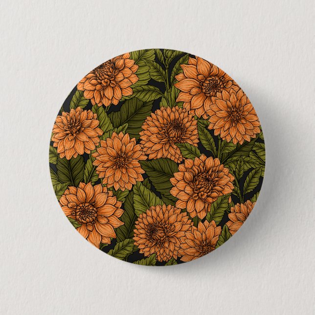 Orange Dahlia garden Button (Front)