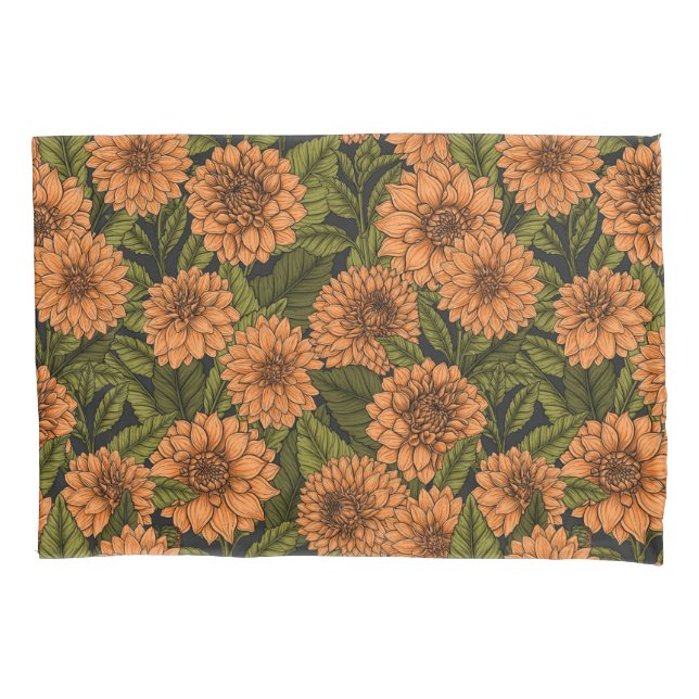 Orange Dahlia garden Pillow Case (Front-Left)