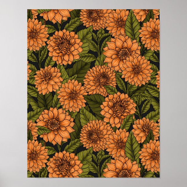 Orange Dahlia garden Poster (Front)