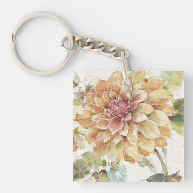 Orange Dahlia Keychain (Front)