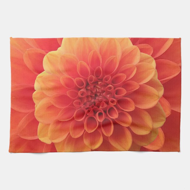 Orange Dahlia Kitchen Towel (Horizontal)