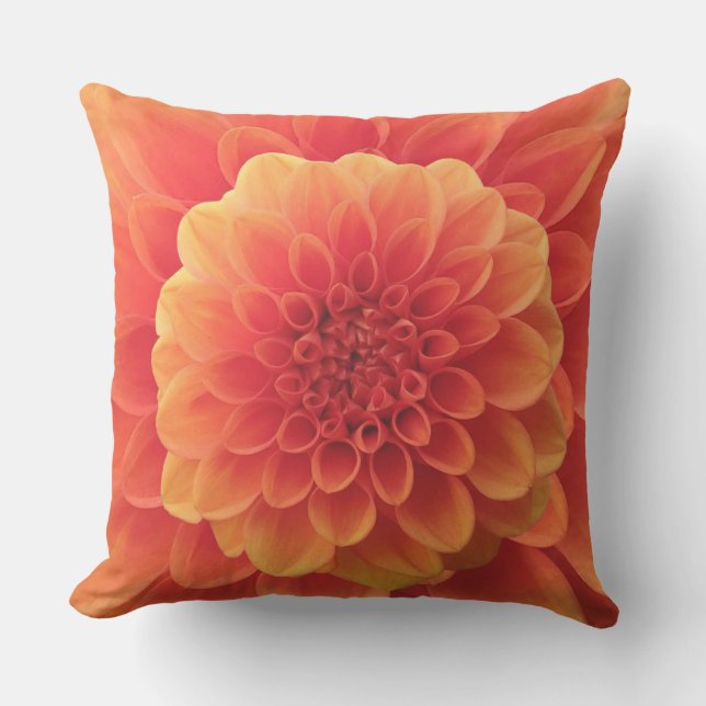 Orange Dahlia Outdoor Pillow (Front)