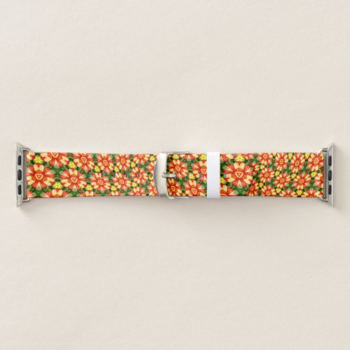 Orange Dahlia Pattern Apple Watch Band
