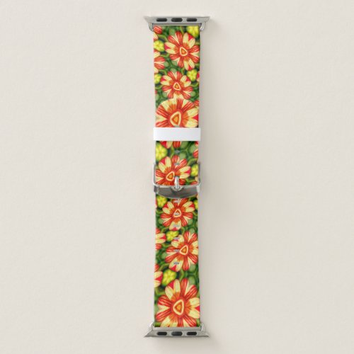 Orange Dahlia Pattern Apple Watch Band