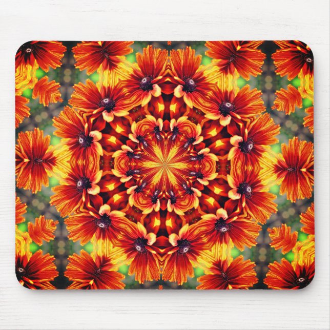 Orange Daisies Abstract Flower Art Mouse Pad (Front)