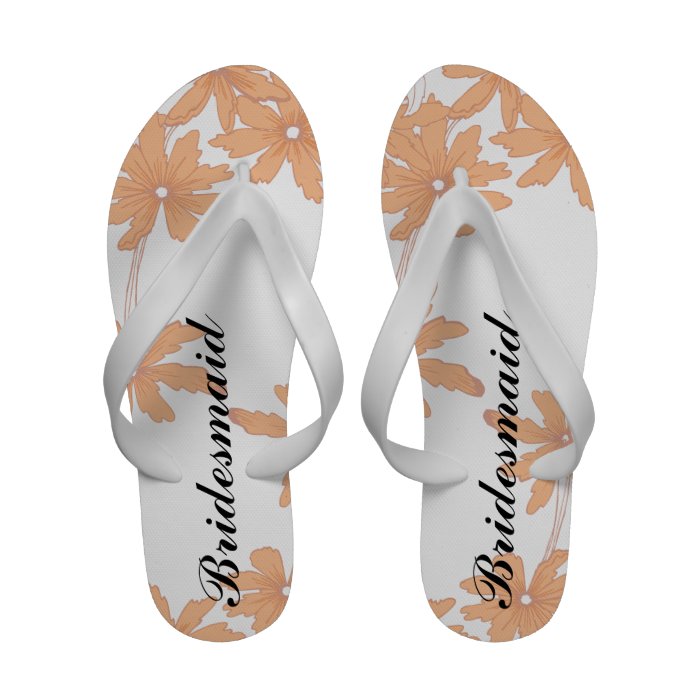 Orange Daisies Bridesmaid Wedding Flip Flops