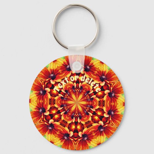 Orange Daisies Flower Kaleidoscope Personalized Keychain