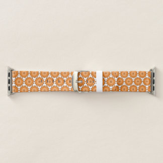 Orange daisies in 70s style apple watch band