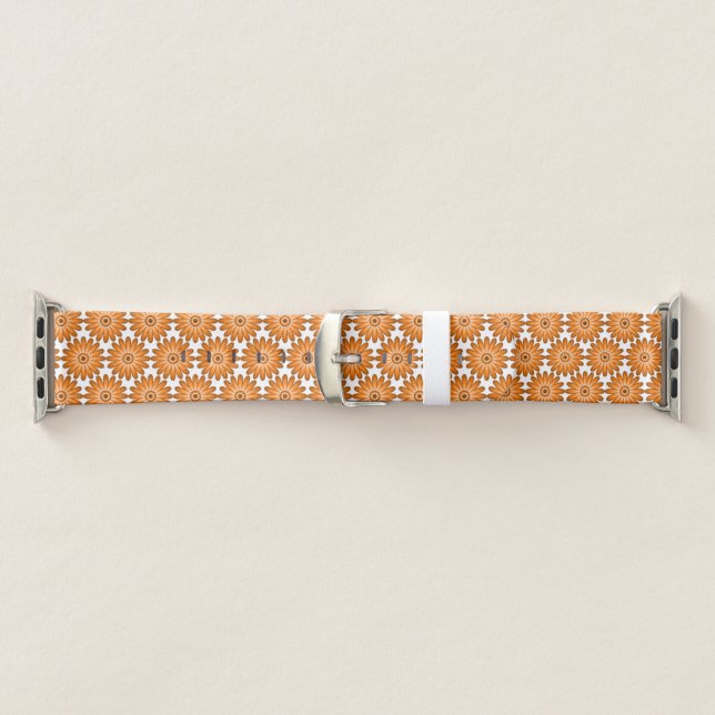 Orange daisies in 70s style apple watch band (Band)