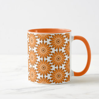 Orange daisies in 70s style mug